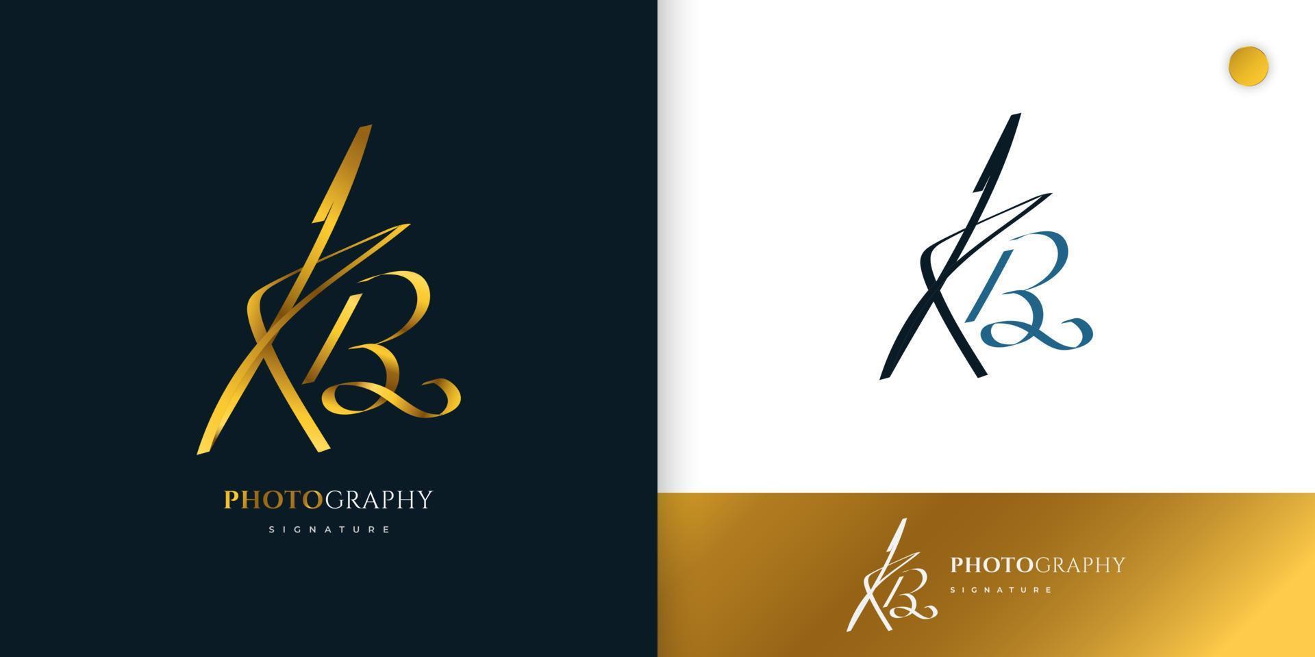 kb logo de signature initial avec un style d'écriture doré élégant et minimaliste. création initiale du logo k et b pour le mariage, la mode, les bijoux, la boutique et l'identité de la marque d'entreprise vecteur