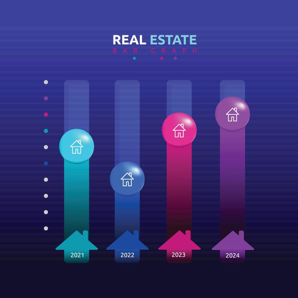 modèle d'infographie de données statistiques de graphique de barre immobilière vecteur