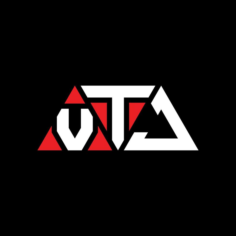 création de logo de lettre triangle vtj avec forme de triangle. monogramme de conception de logo triangle vtj. modèle de logo vectoriel triangle vtj avec couleur rouge. logo triangulaire vtj logo simple, élégant et luxueux. vtj