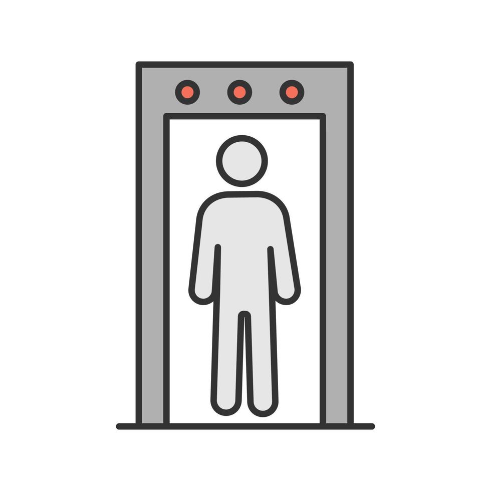 icône de couleur du portail du détecteur de métaux. scanner de sécurité de l'aéroport avec personne à l'intérieur. illustration vectorielle isolée vecteur