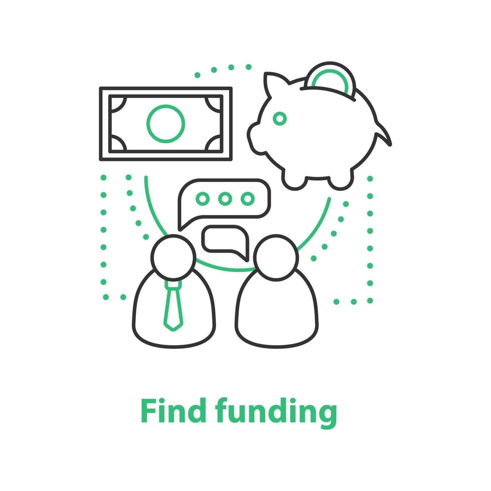 trouver l'icône de concept de financement. illustration de fine ligne d'idée d'investissement d'entreprise. budget. dessin de contour isolé de vecteur