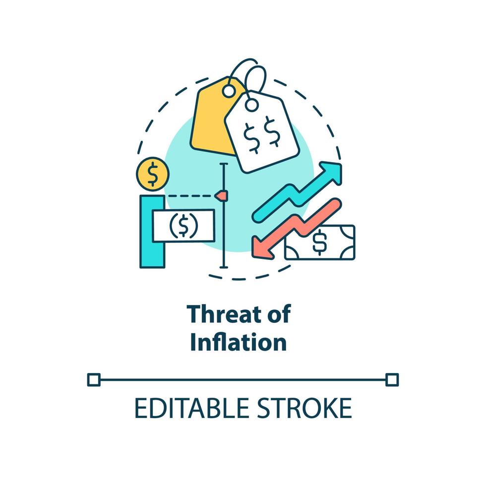 icône de concept de menace d'inflation. problèmes financiers mondiaux. tendances de l'économie macro idée abstraite illustration de la ligne mince. dessin de contour isolé. trait modifiable vecteur