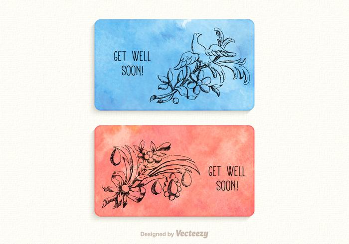 Free Vector Get Well Soon Cartes d'aquarelle