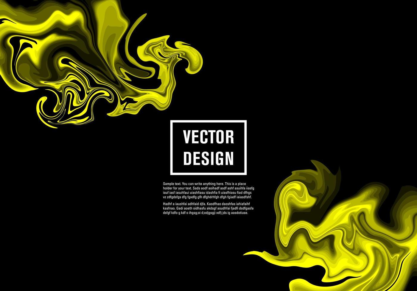 fond noir avec peinture liquide abstraite de couleur jaune vecteur