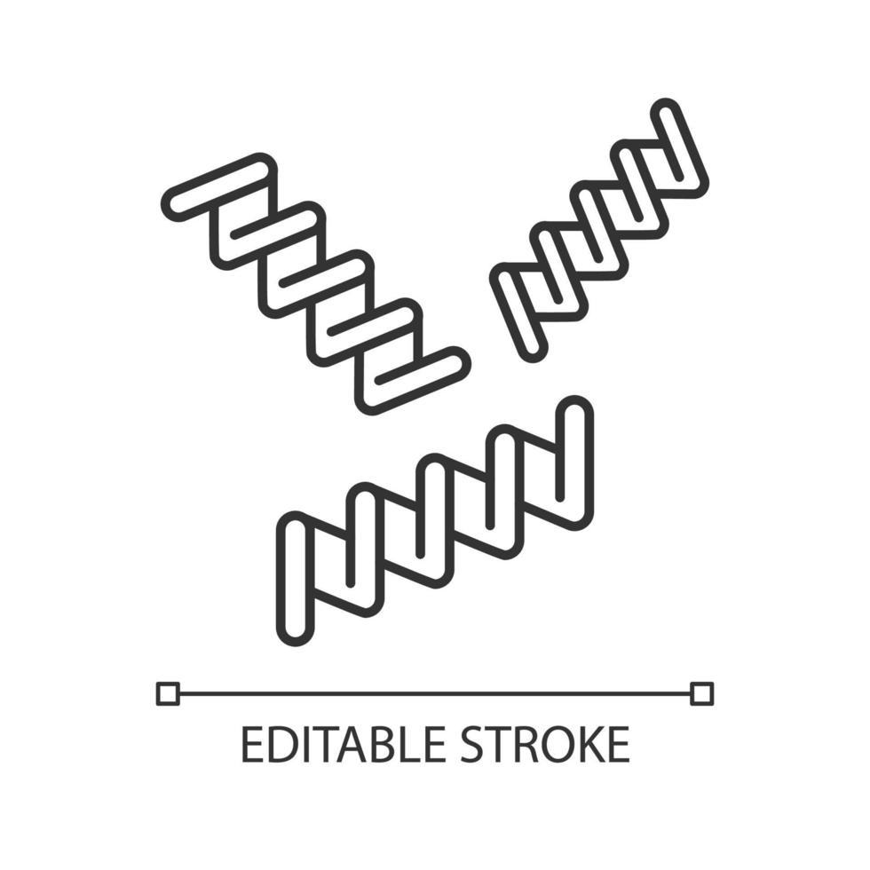 icône linéaire fusilli. pâtes italiennes. nouilles torsadées. bandes de pâte en forme de tire-bouchon. cuisine méditerranéenne. illustration de la ligne mince. symbole de contour. dessin de contour isolé de vecteur. trait modifiable vecteur