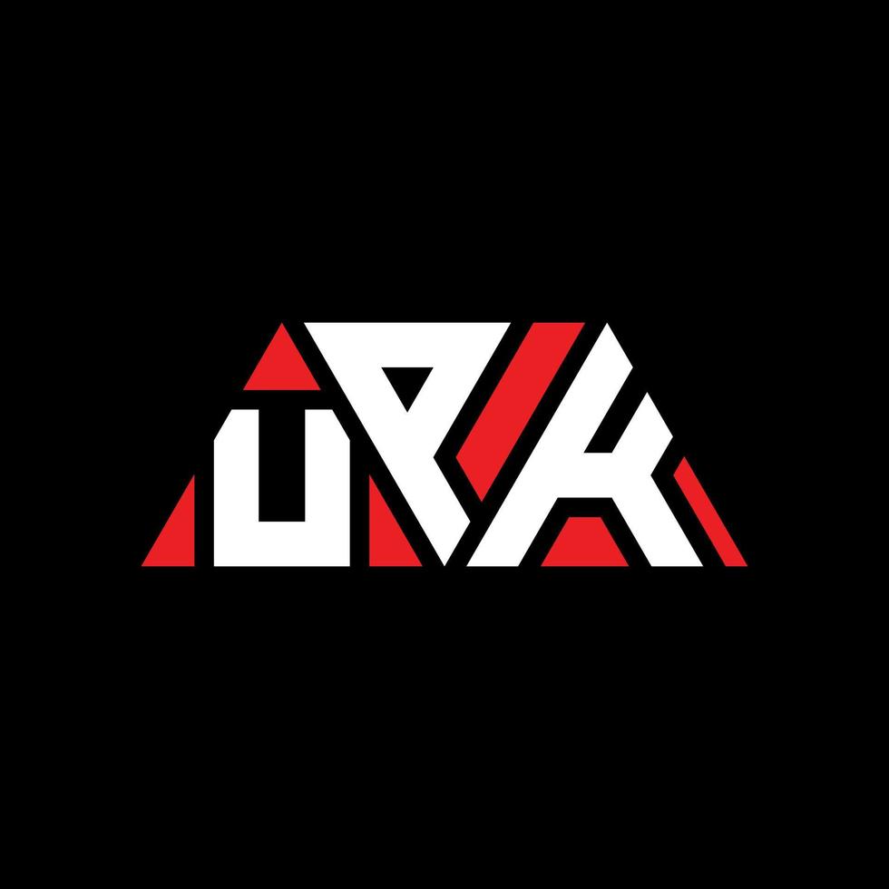 création de logo de lettre triangle upk avec forme de triangle. monogramme de conception de logo triangle upk. modèle de logo vectoriel triangle upk avec couleur rouge. logo triangulaire upk logo simple, élégant et luxueux. upk