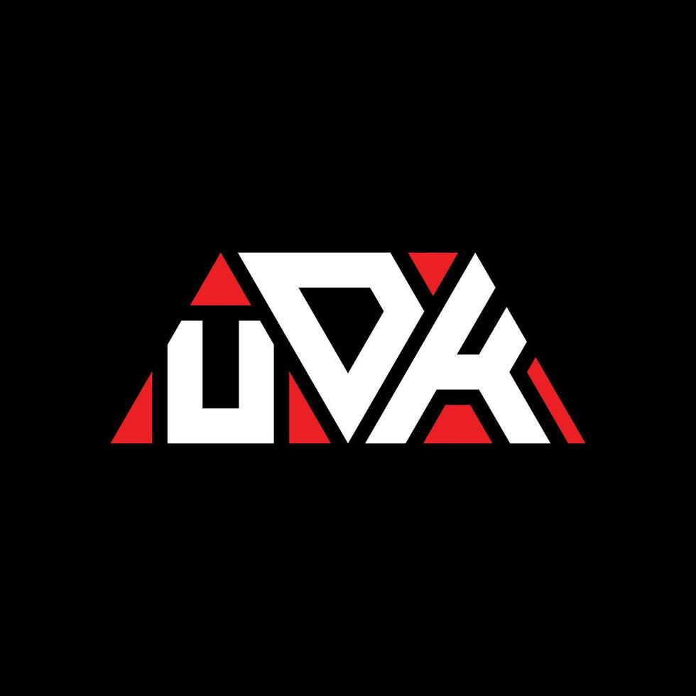 création de logo de lettre triangle udk avec forme de triangle. monogramme de conception de logo triangle udk. modèle de logo vectoriel triangle udk avec couleur rouge. logo triangulaire udk logo simple, élégant et luxueux. udk