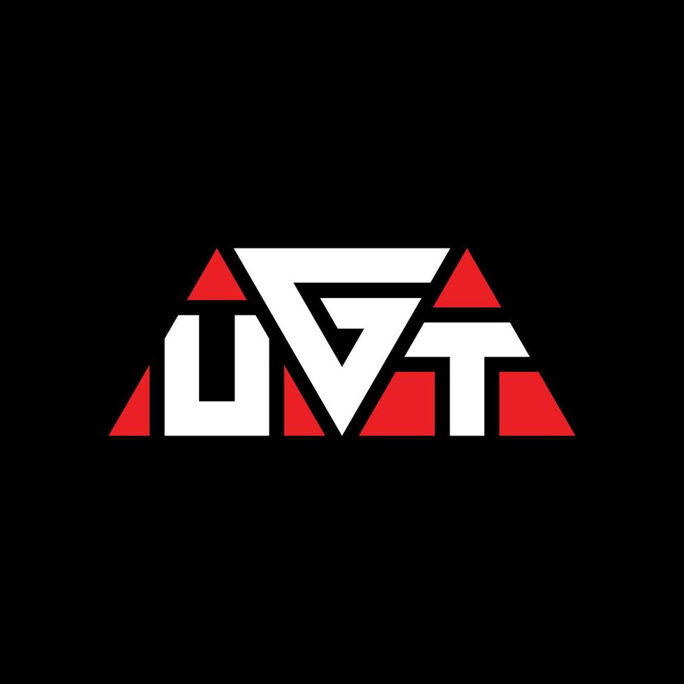 création de logo de lettre triangle ugt avec forme de triangle. monogramme de conception de logo triangle ugt. modèle de logo vectoriel triangle ugt avec couleur rouge. logo triangulaire ugt logo simple, élégant et luxueux. UGT