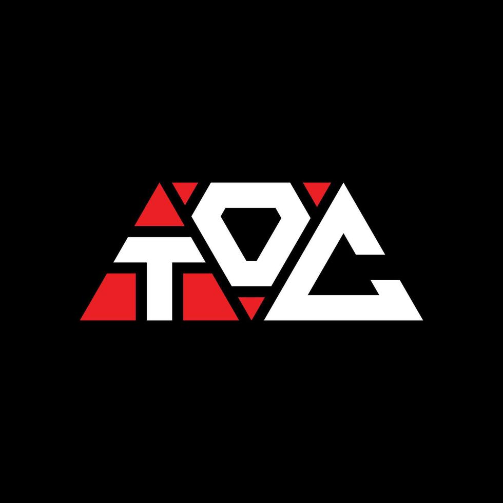création de logo de lettre triangle toc avec forme de triangle. monogramme de conception de logo triangle toc. modèle de logo vectoriel triangle toc avec couleur rouge. toc logo triangulaire logo simple, élégant et luxueux. toc