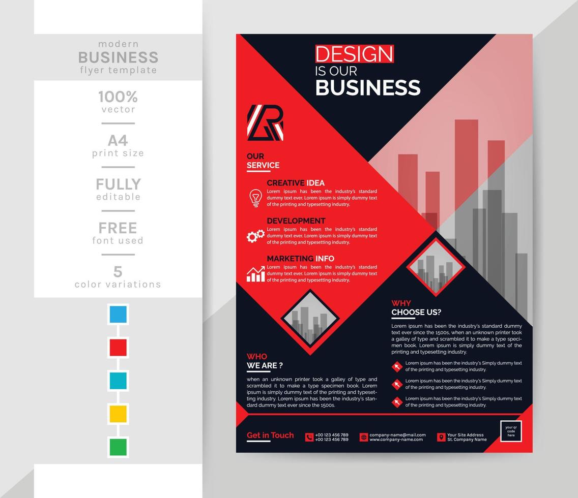 modèle de flyer professionnel a4 pour vous. cette brochure d'entreprise élégante et créative moderne est un must pour votre personnel et votre bureau. Colorwork 2 thèmes, noir et autres. vecteur