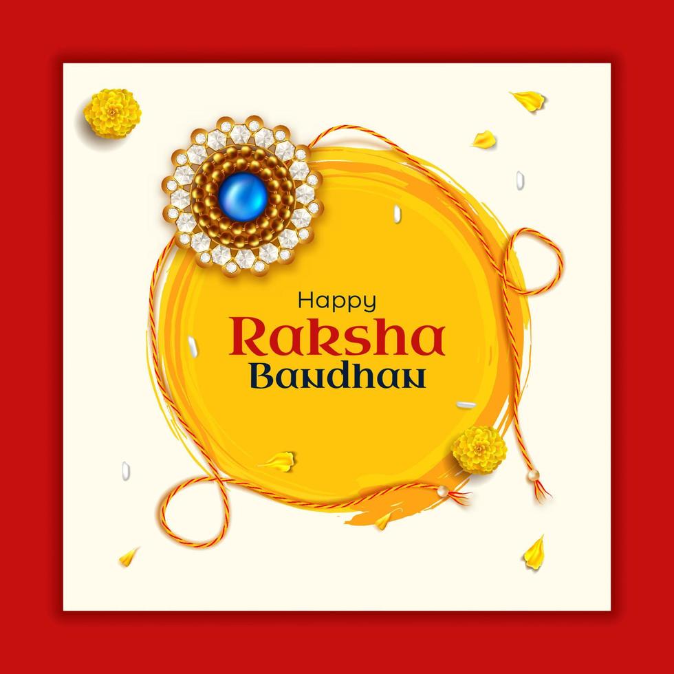 raksha bandhan conception d'affiche carrée effet pinceau circulaire abstrait créatif vecteur