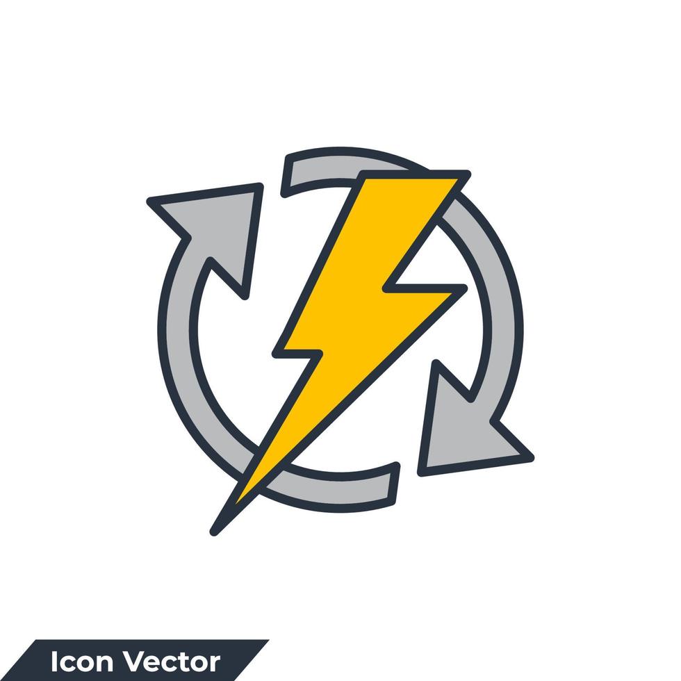 illustration vectorielle du logo de l'icône d'énergie renouvelable. renouvellement du modèle de symbole d'énergie électrique pour la collection de conception graphique et web vecteur