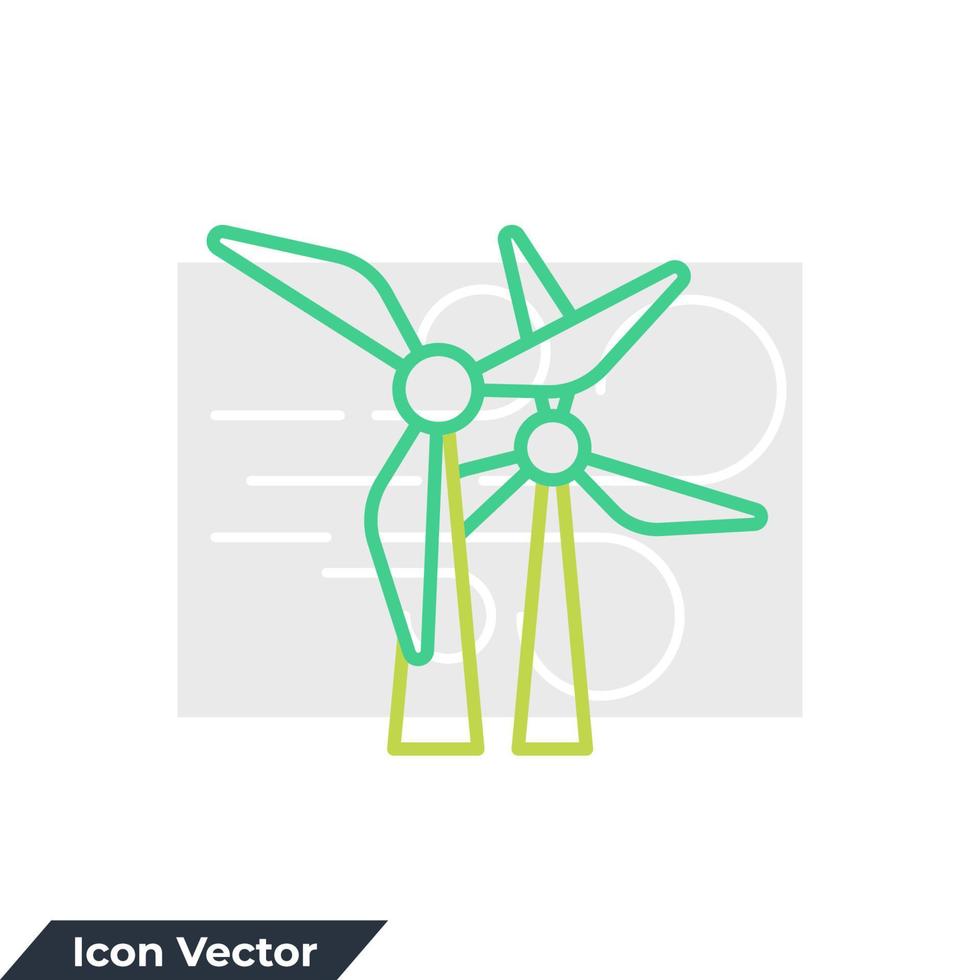 illustration vectorielle du logo de l'icône de l'éolienne. modèle de symbole d'énergie éolienne pour la collection de conception graphique et web vecteur