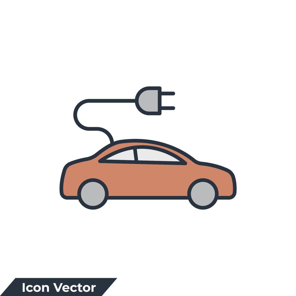 illustration vectorielle de voiture électrique icône logo. modèle de symbole de câble automobile électrique pour la collection de conception graphique et web vecteur