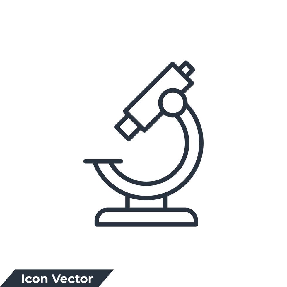 illustration vectorielle de microscope icône logo. modèle de symbole feuille et main, pharmacie et science pour la collection de conception graphique et web vecteur