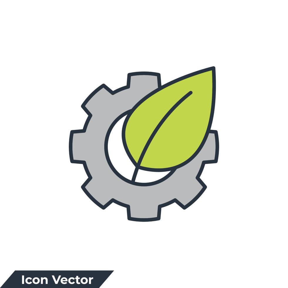 éco-industrie. illustration vectorielle de logo d'icône de technologie verte respectueuse de l'environnement. feuille et engrenage. modèle de symbole de technologie verte pour la collection de conception graphique et web vecteur