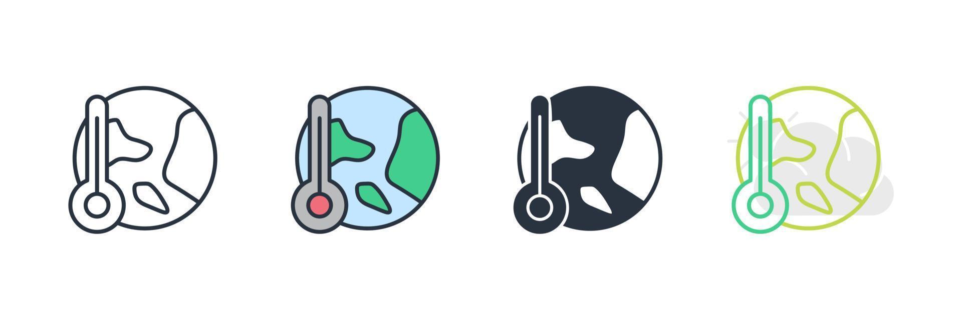 illustration vectorielle du logo de l'icône du réchauffement climatique. modèle de symbole de température globale pour la collection de conception graphique et web vecteur