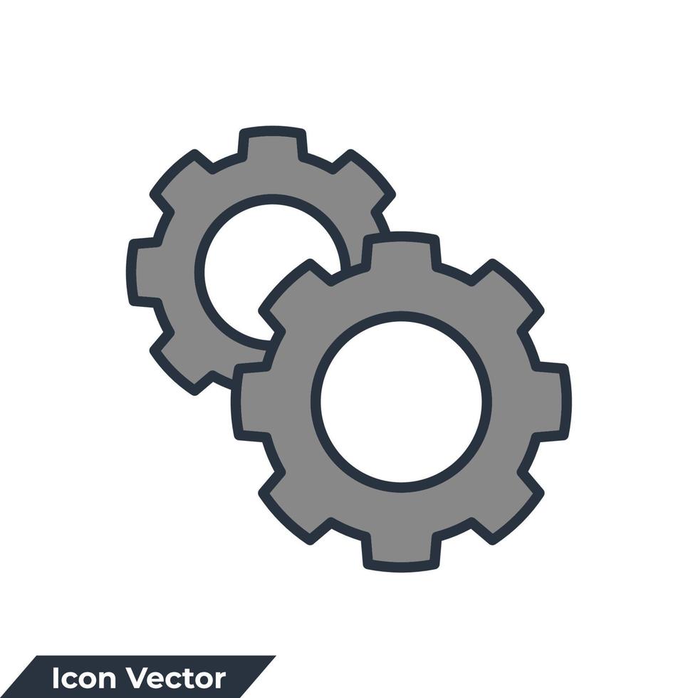 illustration vectorielle de traitement icône logo. modèle de symbole de roue dentée et de processus pour la collection de conception graphique et web vecteur