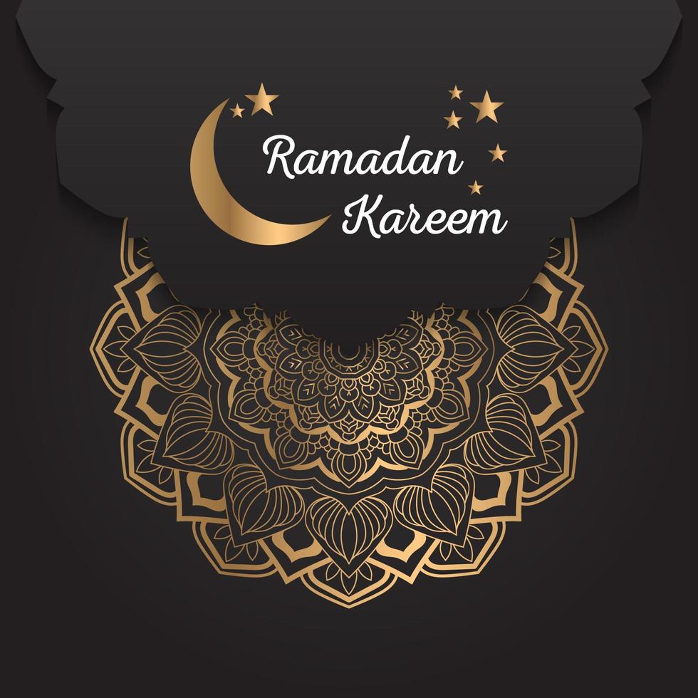 fond de mandala doré ramadan kareem vecteur