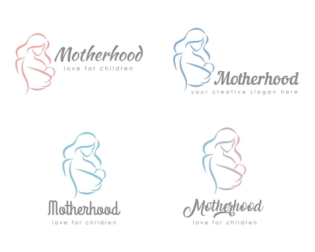 ensemble logo mère bébé vecteur