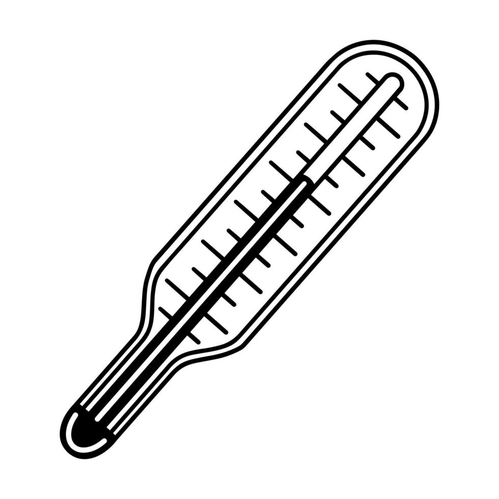 icône de vecteur de thermomètre à mercure axillaire et oral. dispositif médical pour mesurer la température corporelle. illustration isolé sur fond blanc. outil en verre avec une échelle. contour pour logo, web, application