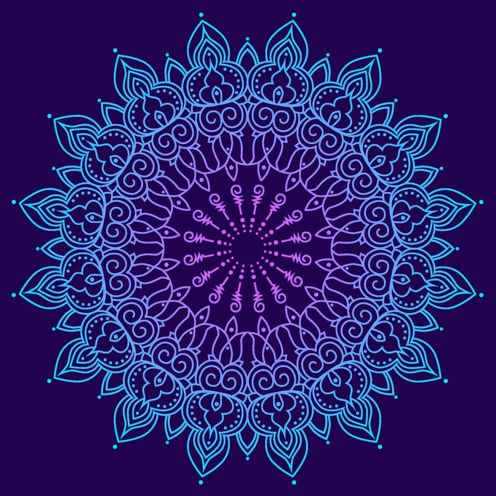 ornement de mandala bleu coloré vecteur