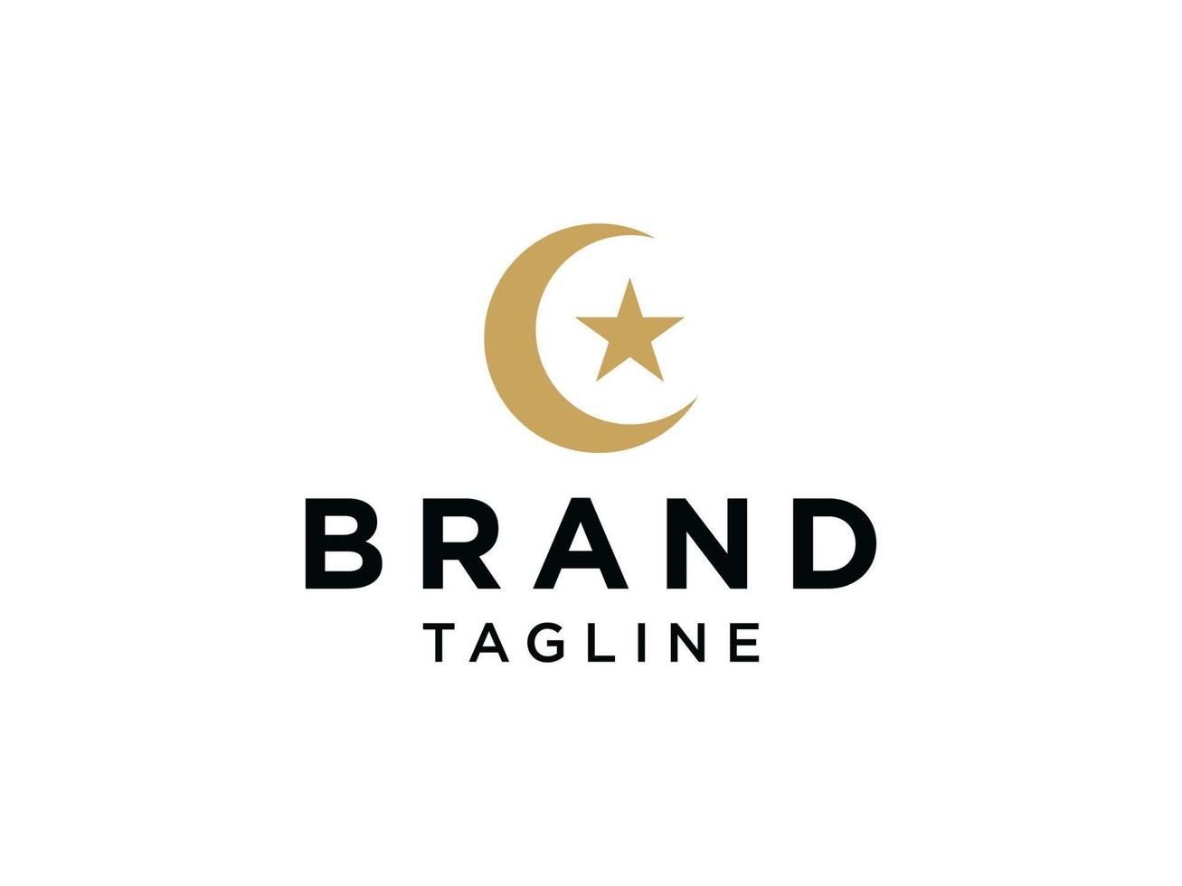 logo étoile de lune. croissant d'or avec combinaison d'étoiles scintillantes isolée sur fond blanc. utilisable pour les logos islamiques. élément de modèle de conception de logo vectoriel plat.