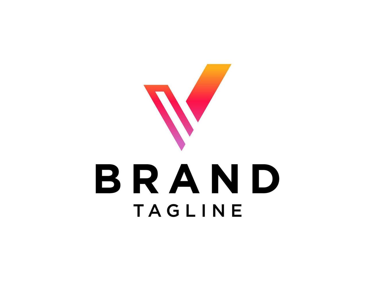 logo abstrait de la lettre initiale v. orange avec un style d'espace négatif à l'intérieur. élément de modèle de conception de logo vectoriel plat.