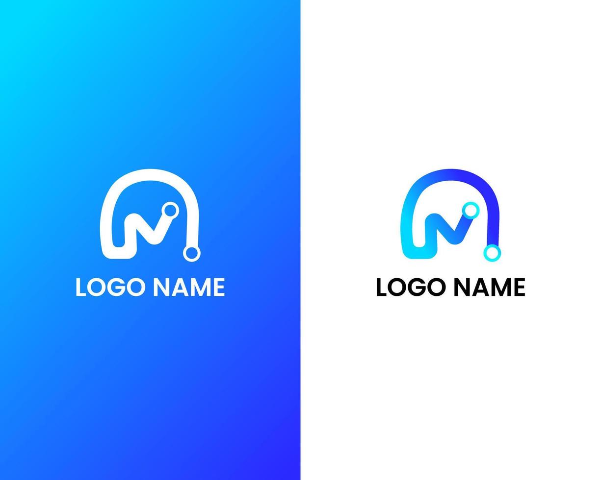 lettre m avec modèle de conception de logo moderne tech vecteur