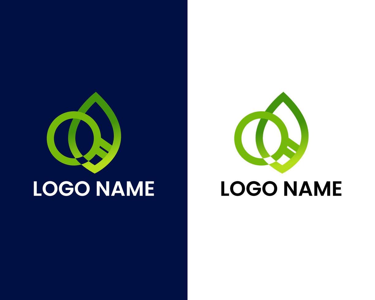 modèle de conception de logo moderne lettre q et feuille vecteur