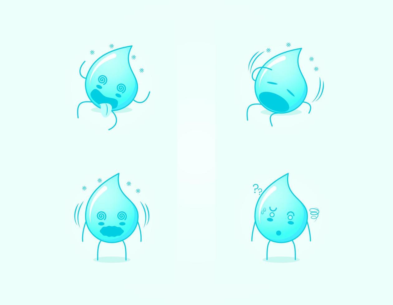 collection de personnage de dessin animé mignon de l'eau avec une expression vertigineuse. adapté à l'icône, au logo, au symbole et au signe. comme un émoticône, un autocollant, une mascotte ou un logo d'élément vecteur