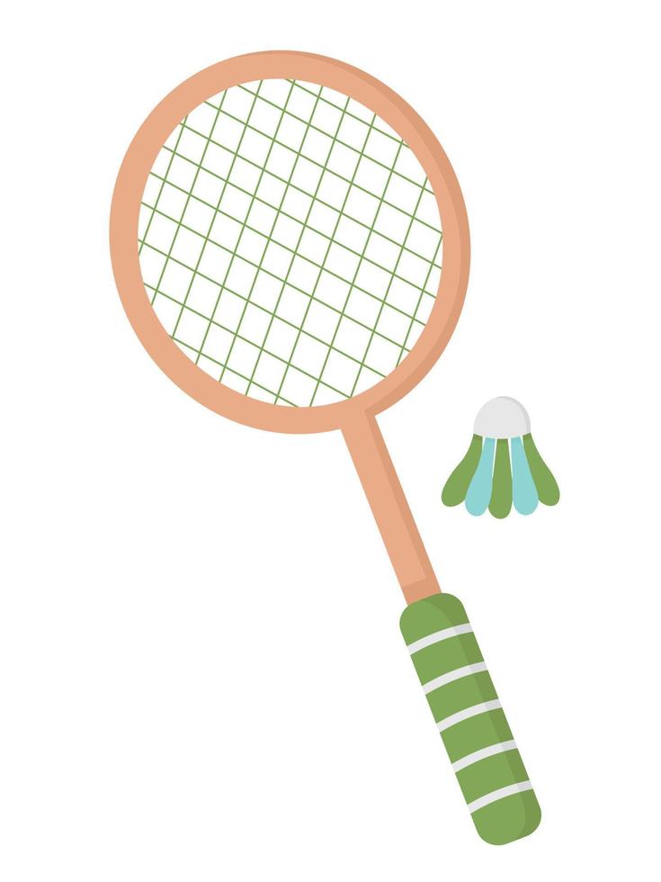 raquettes pour jouer au badminton. clipart de doodle plat. tous les objets sont repeints. vecteur