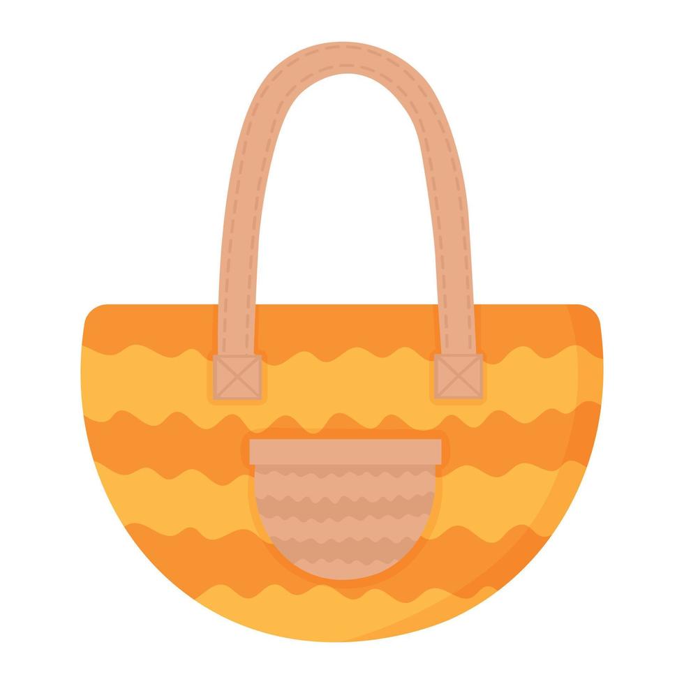 un sac pratique pour aller à la plage ou faire du shopping. doodle clipart plat. tous les objets sont repeints. vecteur