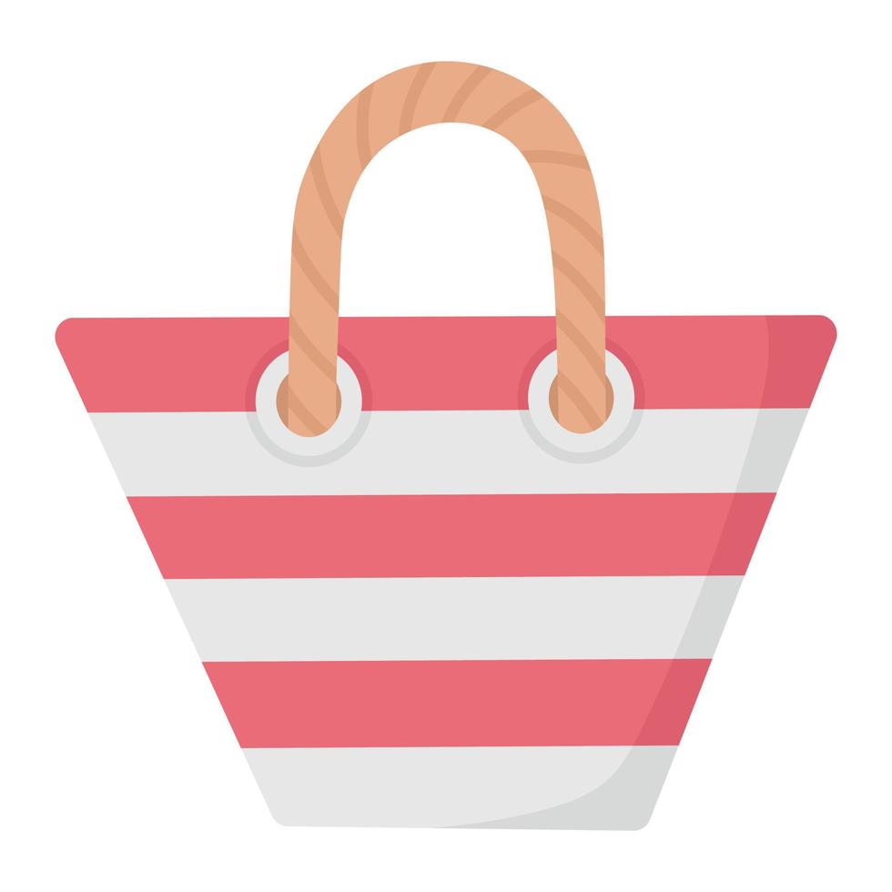 un sac pratique pour aller à la plage ou faire du shopping. doodle clipart plat. tous les objets sont repeints. vecteur