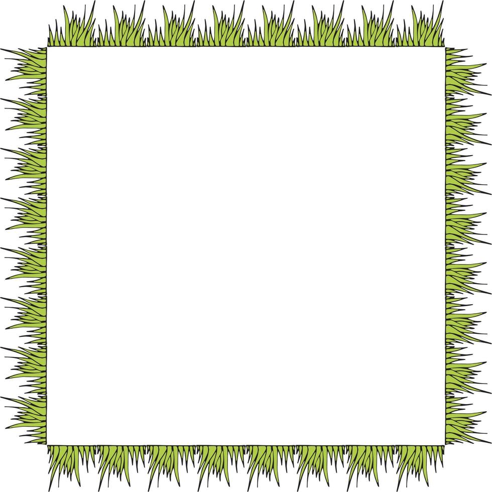 cadre carré avec herbe verte. couronne isolée sur fond blanc pour votre conception vecteur