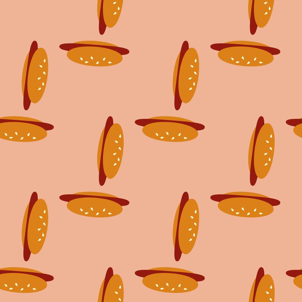 modèle sans couture avec hot-dog sur fond orange clair. image vectorielle. vecteur