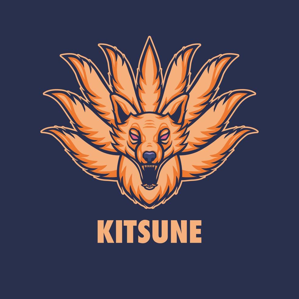 logo mascotte kitsune vecteur