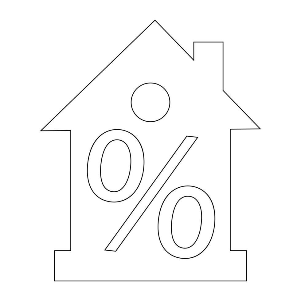 icône de maison linéaire avec des pourcentages, vecteur isolé sur fond blanc.