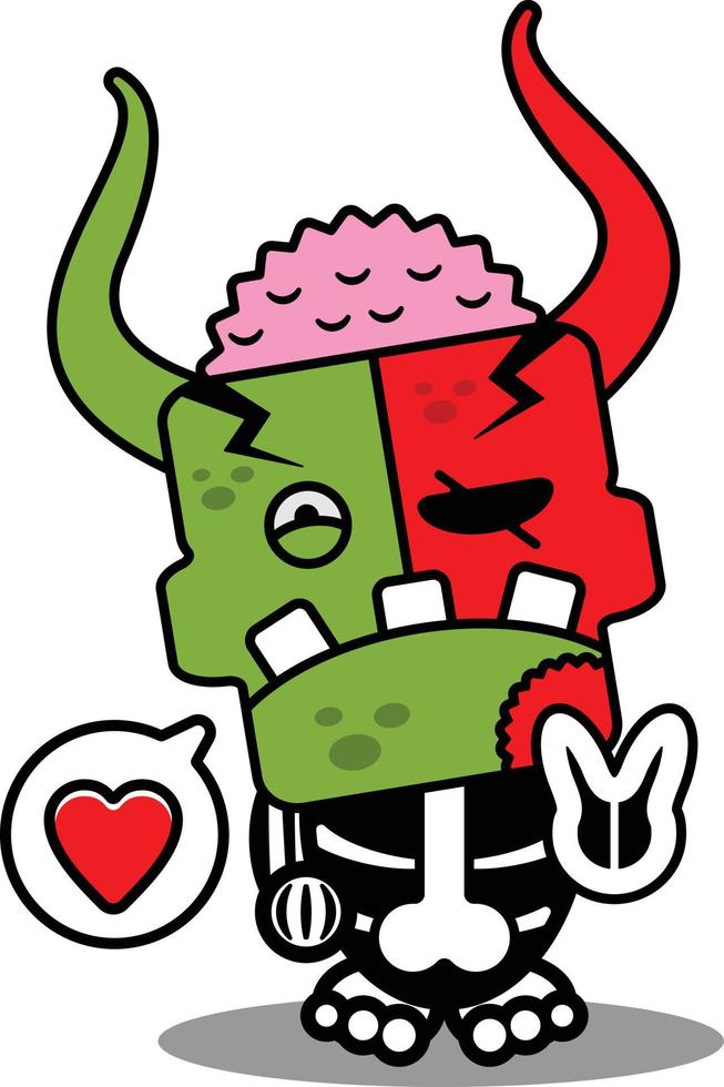 dessin animé personnage costume illustration vectorielle amour mignon zombie démon mascotte vecteur