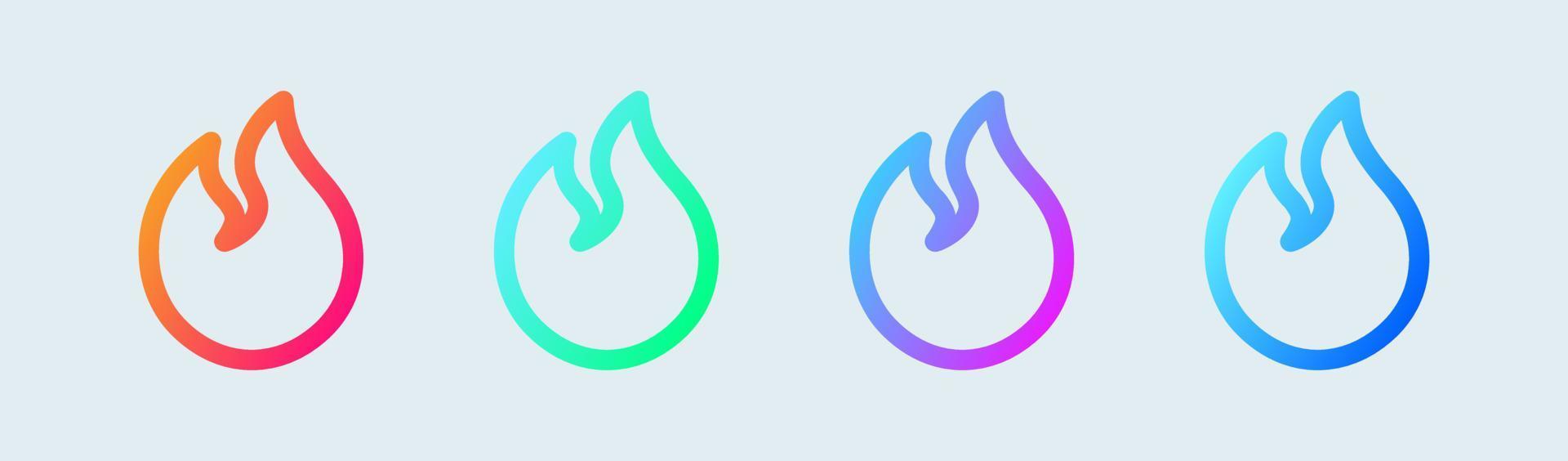 icône de ligne de flamme en dégradé de couleurs. illustration vectorielle de signes de feu. vecteur