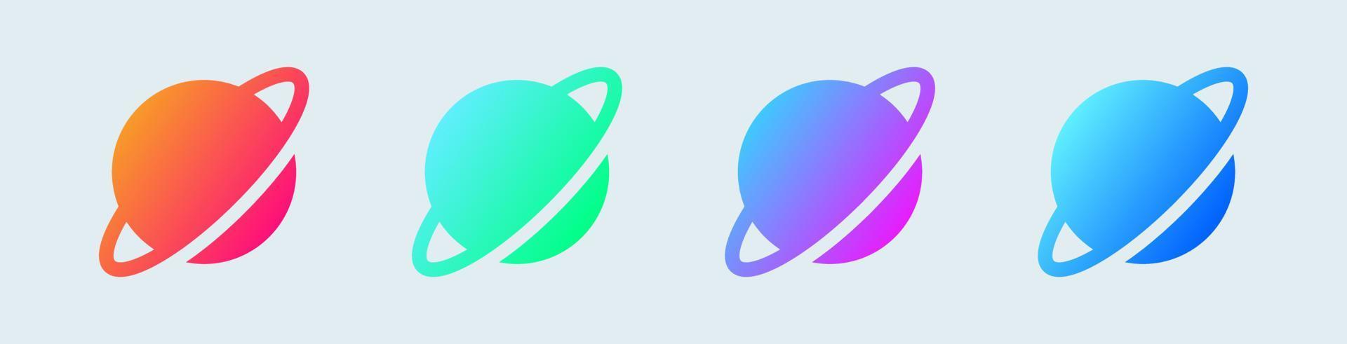 icône solide planète en dégradé de couleurs. illustration vectorielle de signes d'astéroïdes. vecteur