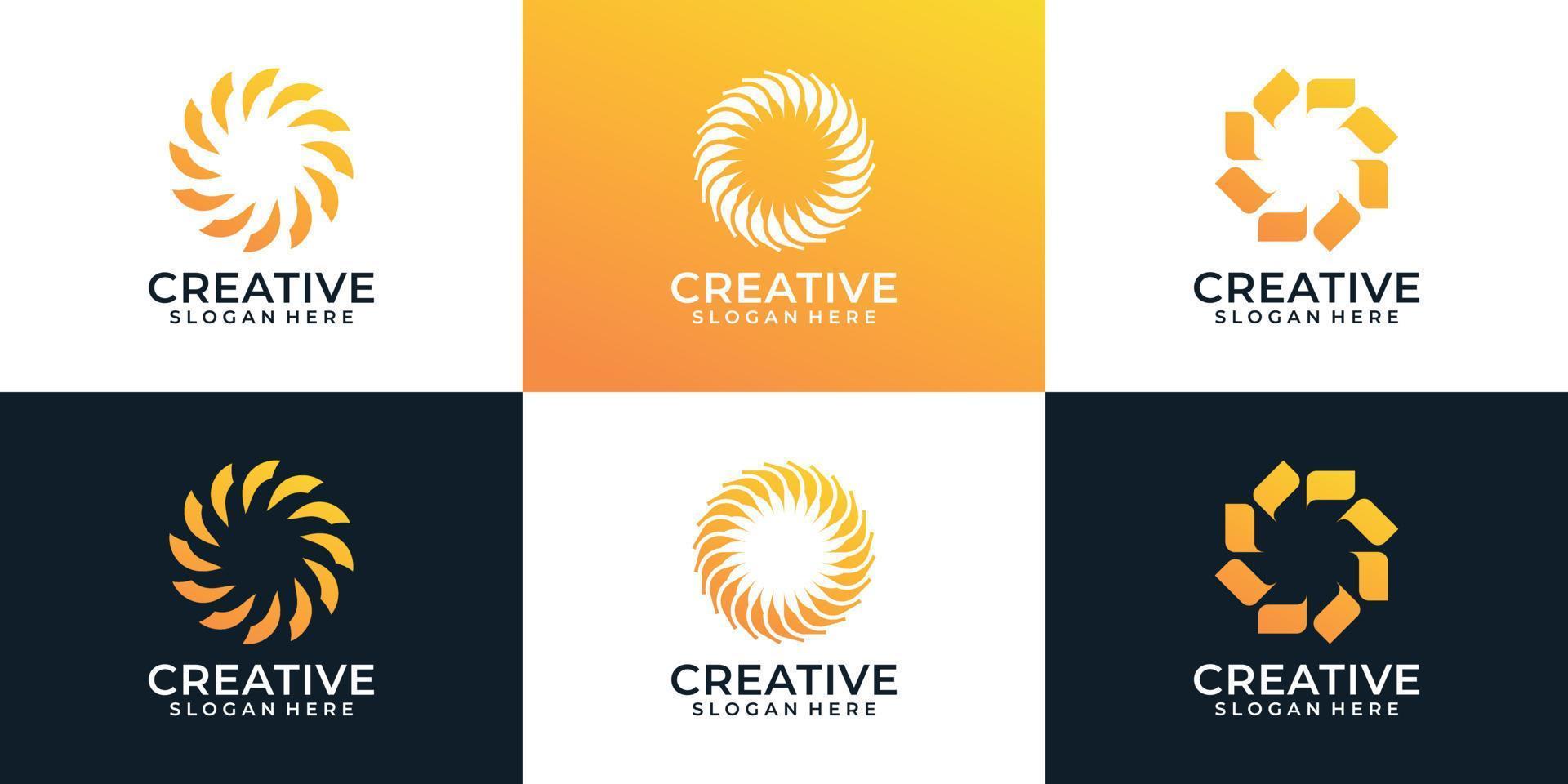 ensemble de concept de conception de logo en spirale créative moderne vecteur