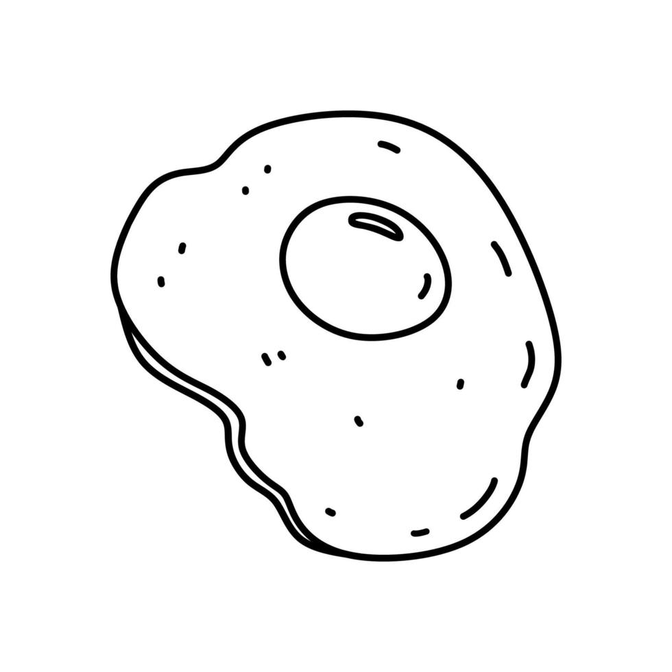 œuf au plat isolé sur fond blanc. petit-déjeuner protéiné. illustration vectorielle dessinée à la main dans un style doodle. parfait pour les recettes, la décoration, le logo, le menu, divers designs. vecteur