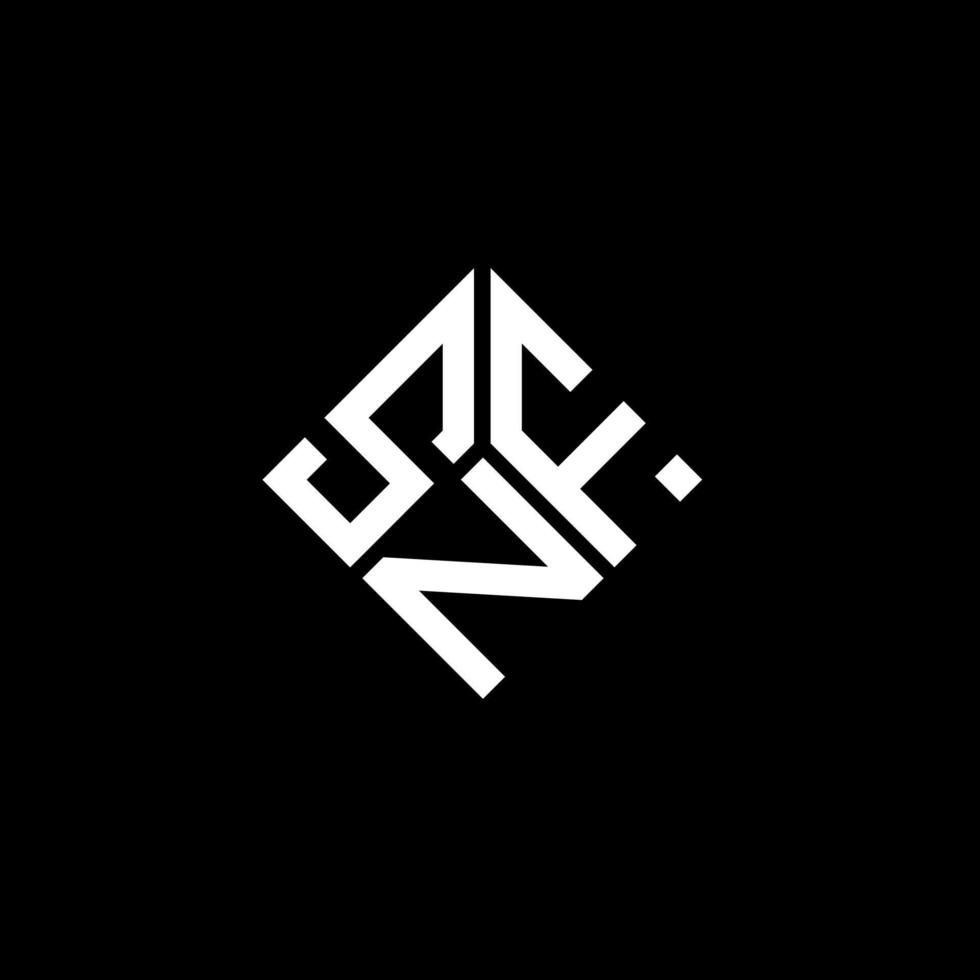création de logo de lettre snf sur fond noir. concept de logo de lettre initiales créatives snf. conception de lettre snf. vecteur