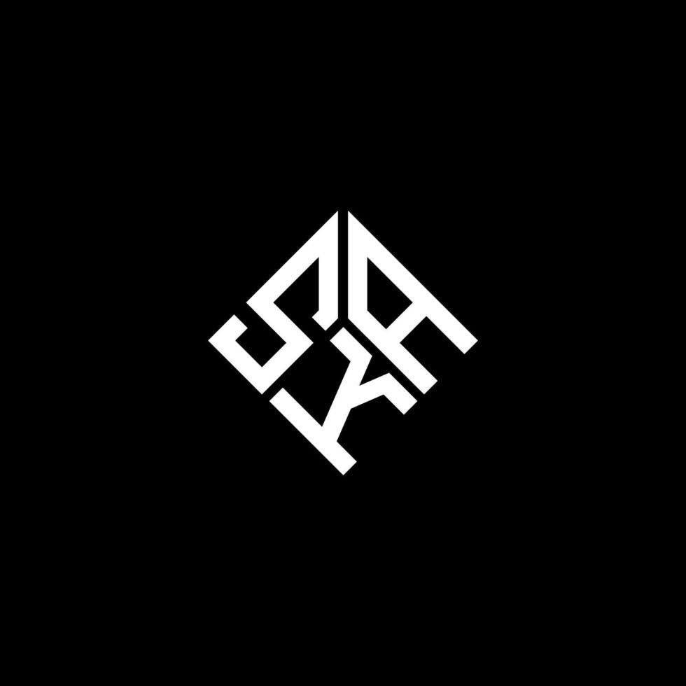 création de logo de lettre ska sur fond noir. concept de logo de lettre initiales créatives ska. conception de lettre ska. vecteur