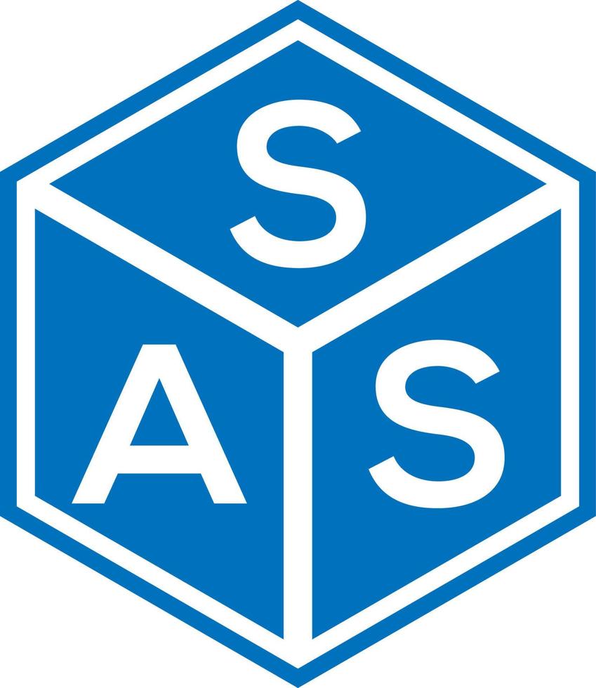 création de logo de lettre sas sur fond noir. concept de logo de lettre initiales créatives sas. conception de lettre sas. vecteur