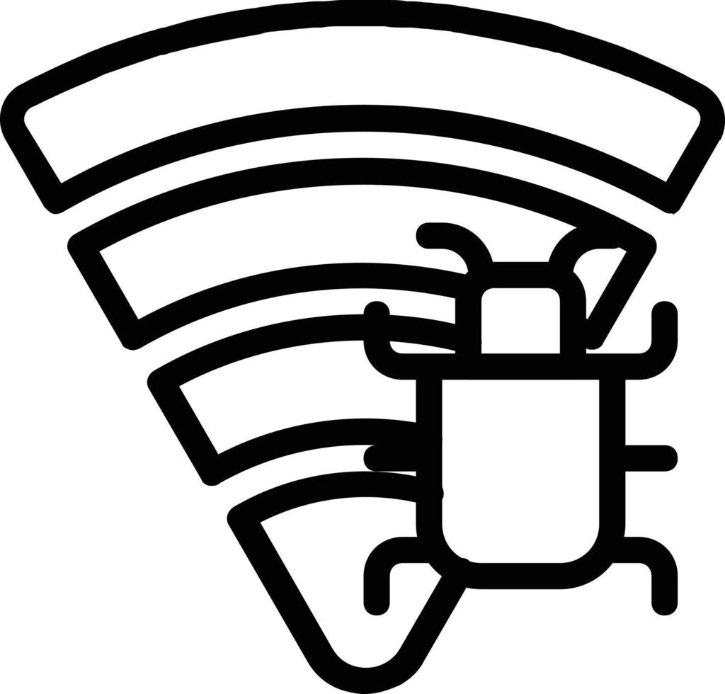 icône de cybersécurité wifi ou réseau qui a un bogue ou une erreur symbolisé par un signal wifi et un bogue. vecteur