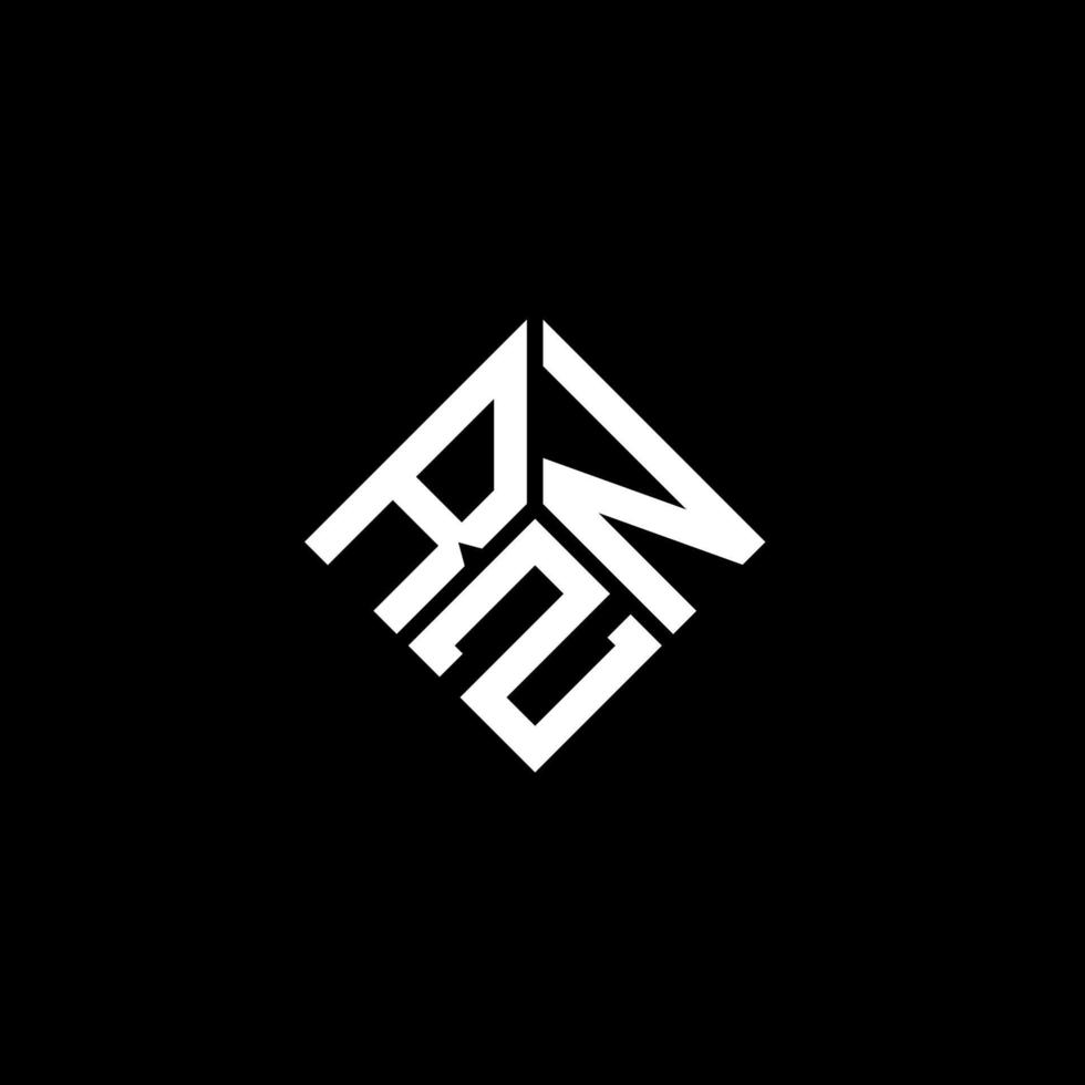 création de logo de lettre rzn sur fond noir. concept de logo de lettre initiales créatives rzn. conception de lettre rzn. vecteur