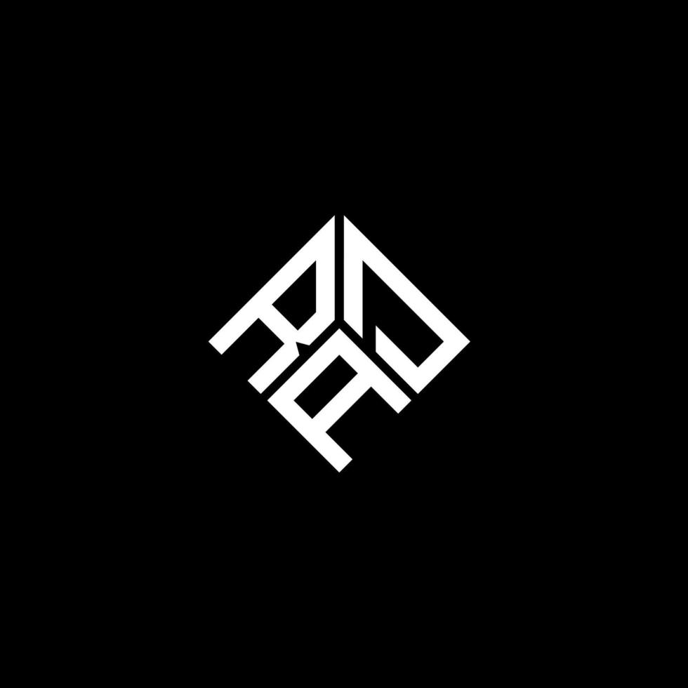 création de logo de lettre rad sur fond noir. concept de logo de lettre initiales créatives rad. conception de lettre rad. vecteur