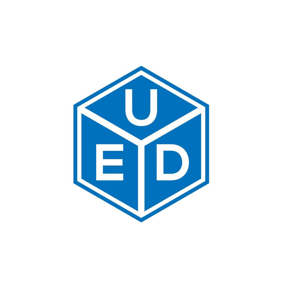 création de logo de lettre ued sur fond noir. concept de logo de lettre initiales créatives. conception de lettre usée. vecteur